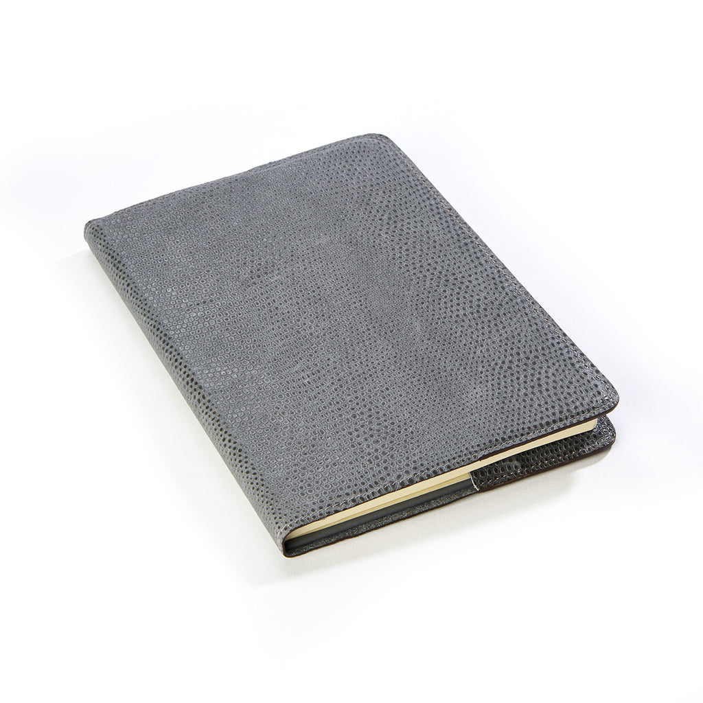 A5 Leather Notebook Refillable grey lizard printed