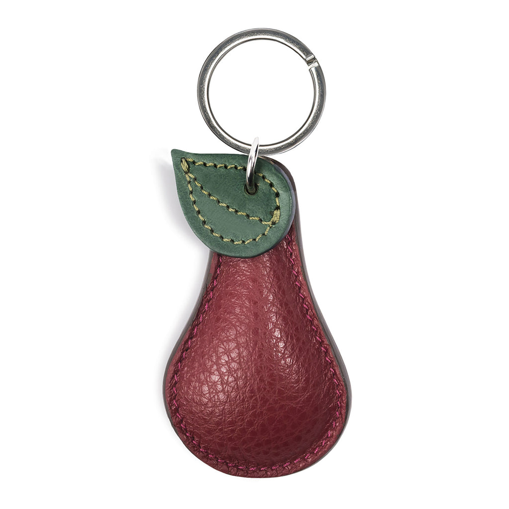 Burgundy Pear Shape Personalised Leather keyring