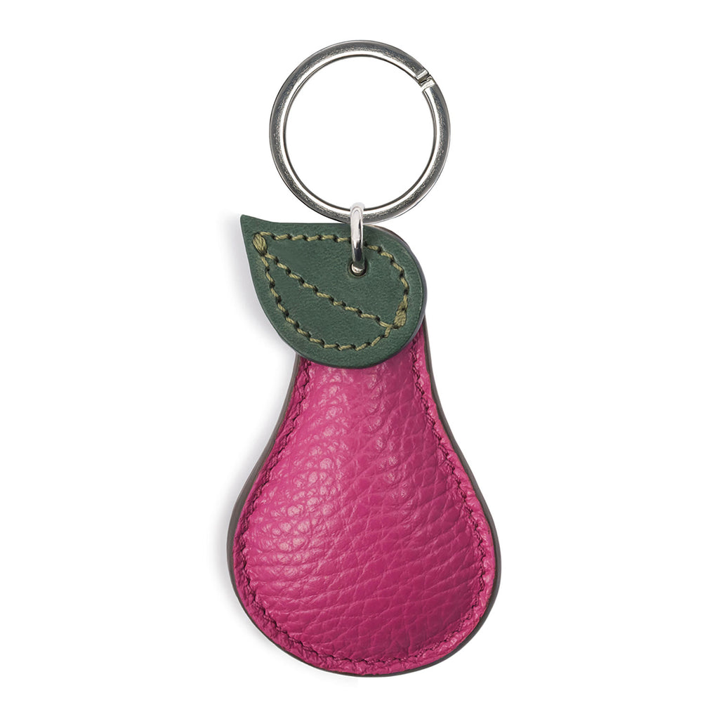 Textured Pink Pear Shape Personalised Leather keyring