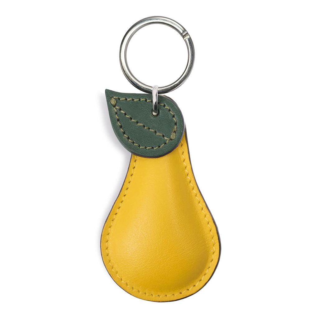 Citron Yellow Pear Shape Personalised Leather keyring