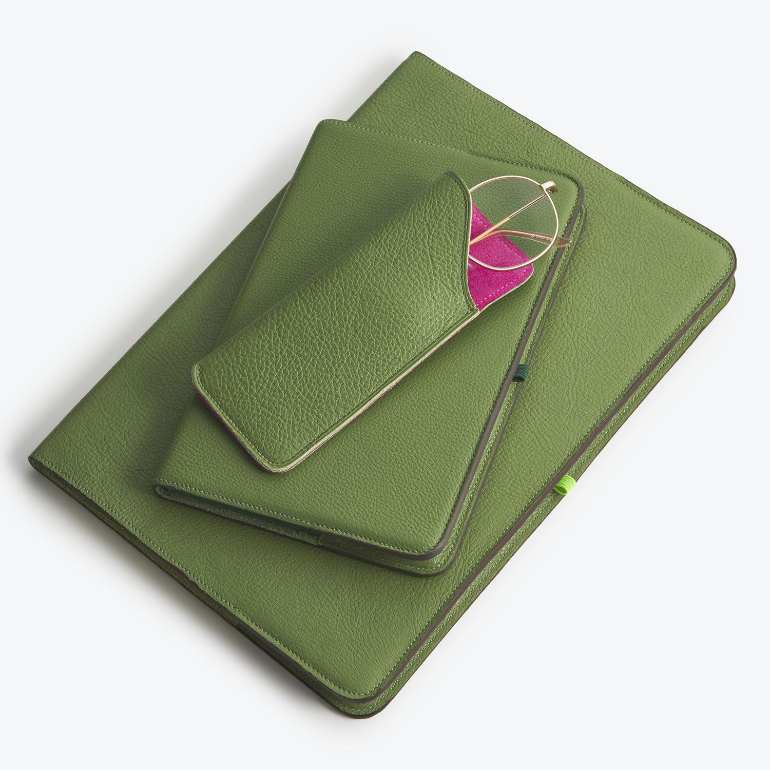 Vacavaliente Quaderno In Pelle Riciclata Verde - Formato A4, Confezione Da 4, Ecologico