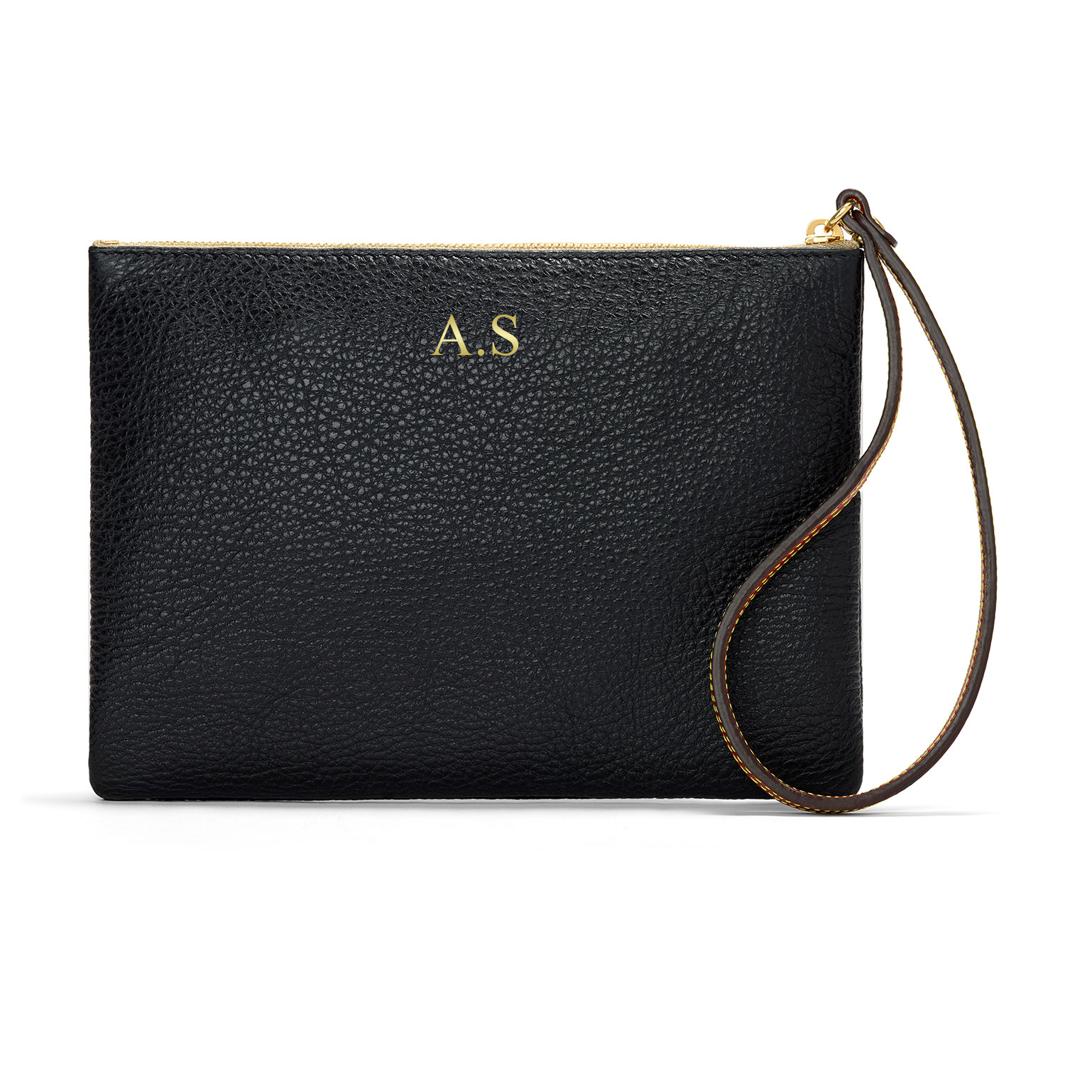 Black leather wristlet sale