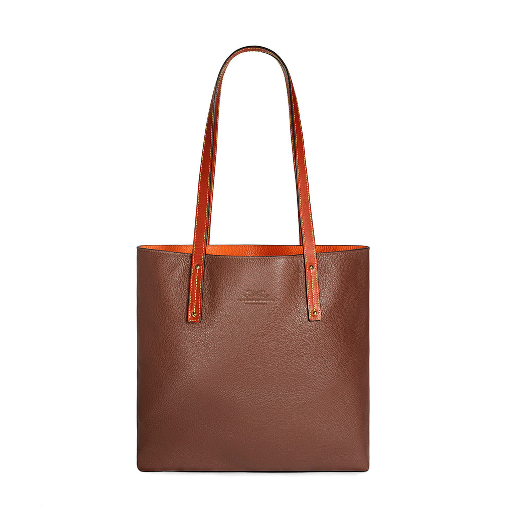 brown-and-orange leather tote bag Front