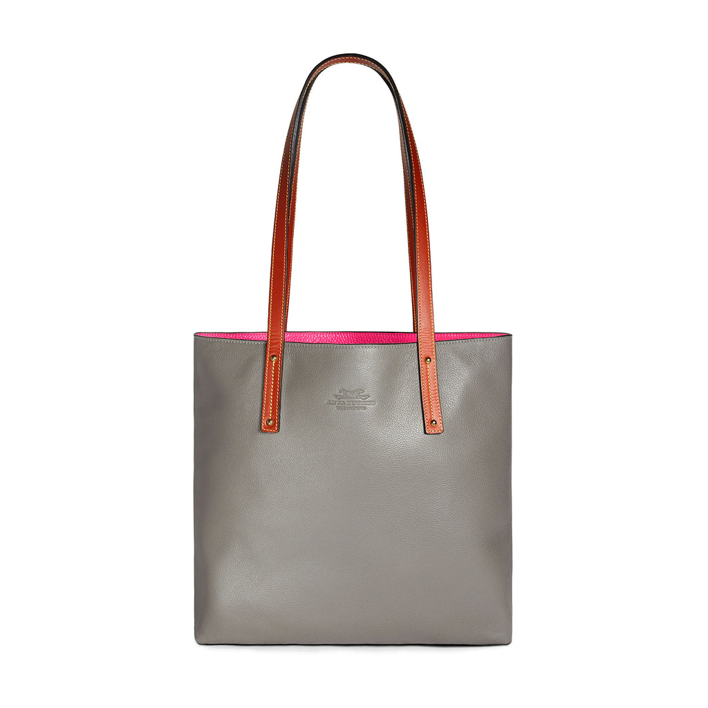 Reversible Leather Shoulder Bag, Tote Bag UK, Grey Pink – Anya