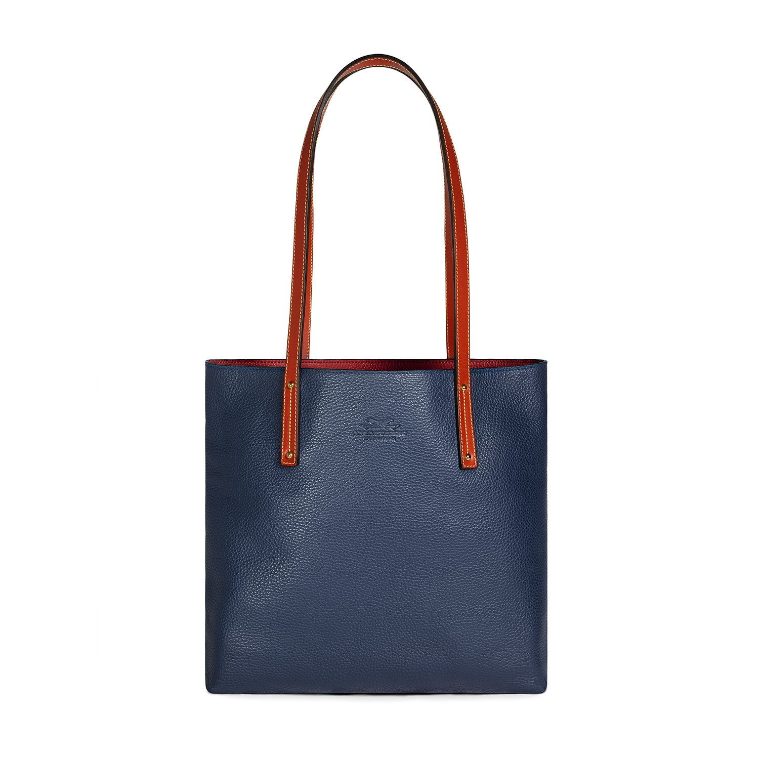 Reversible Leather Shoulder Bag, Tote Bag UK, Navy