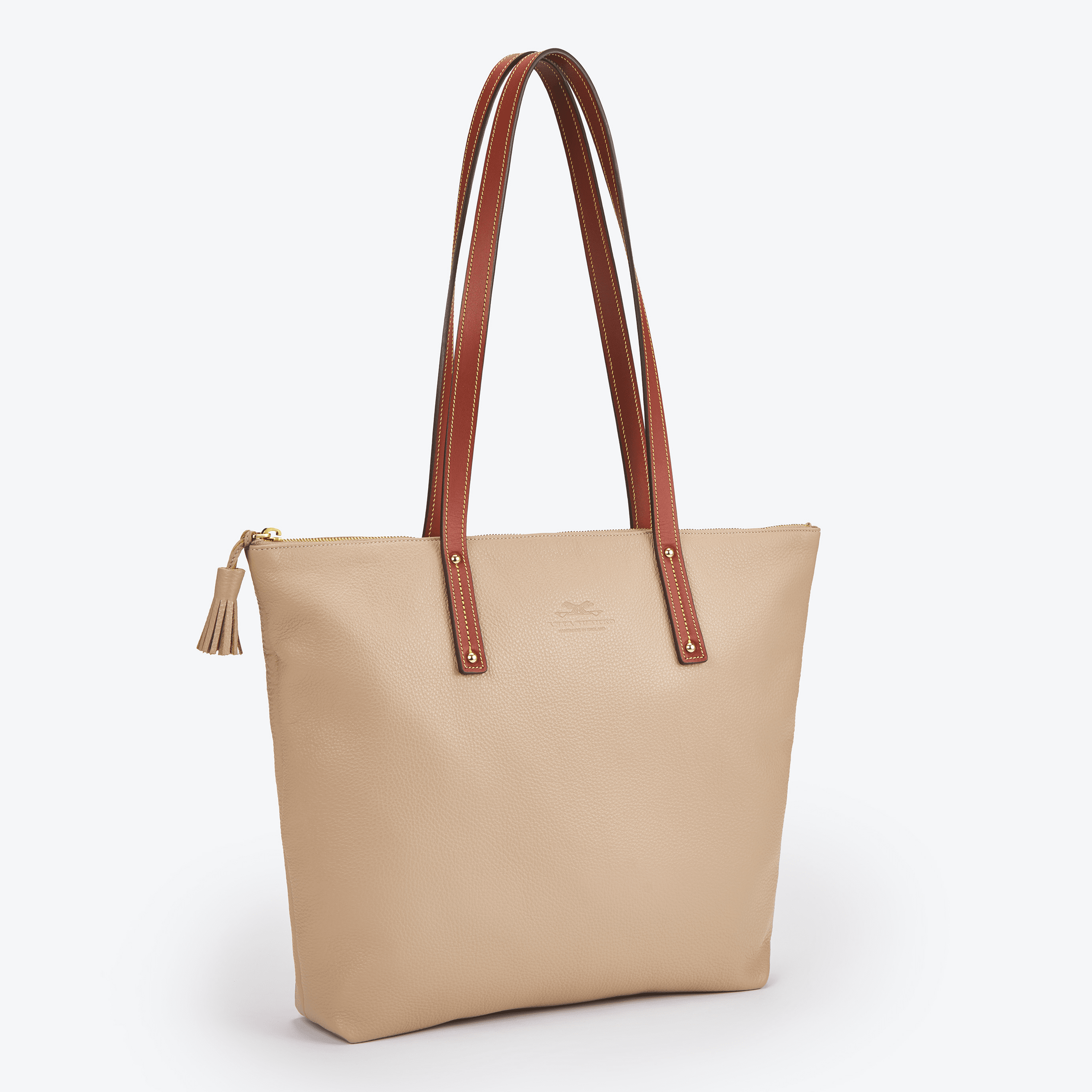 Cream leather tote bag sales