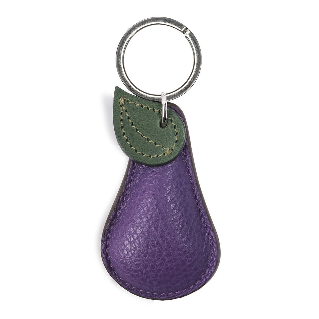 Textured Purple Pear Shape Personalised Leather keyring