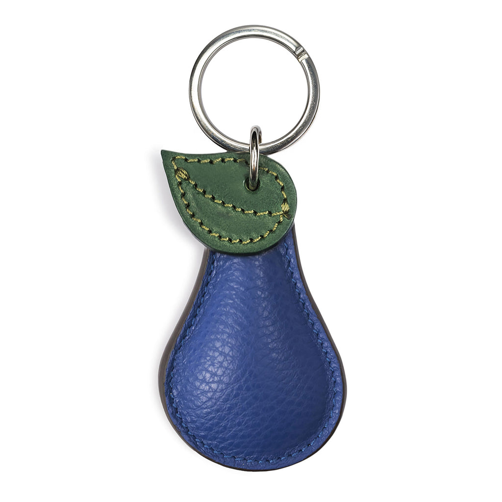Royal Blue Pear Shape Personalised Leather keyring