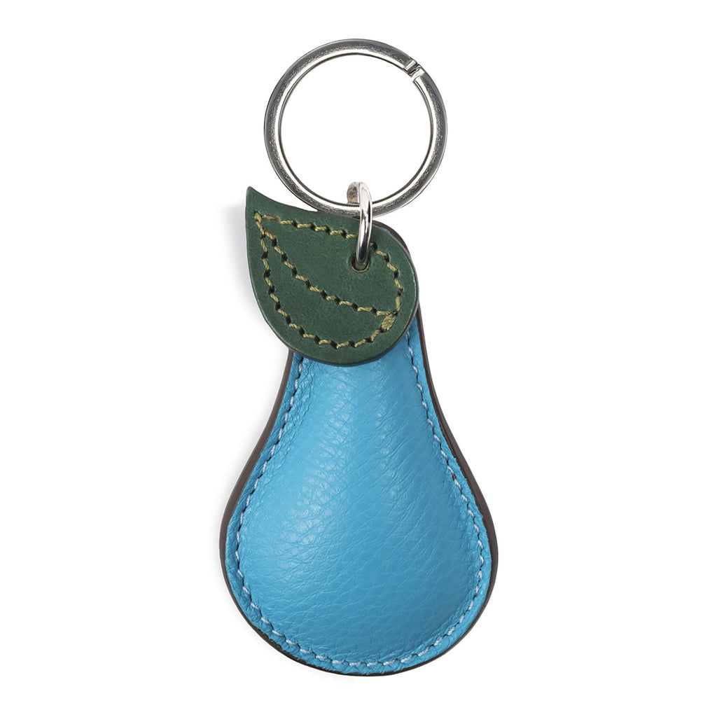Textured Turquoise Pear Shape Personalised Leather keyring