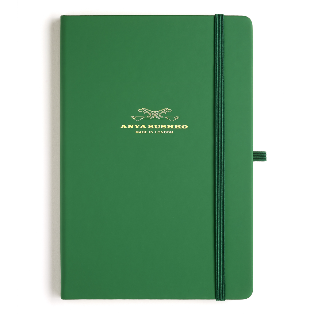 A5 hardback notebook Leather, Green