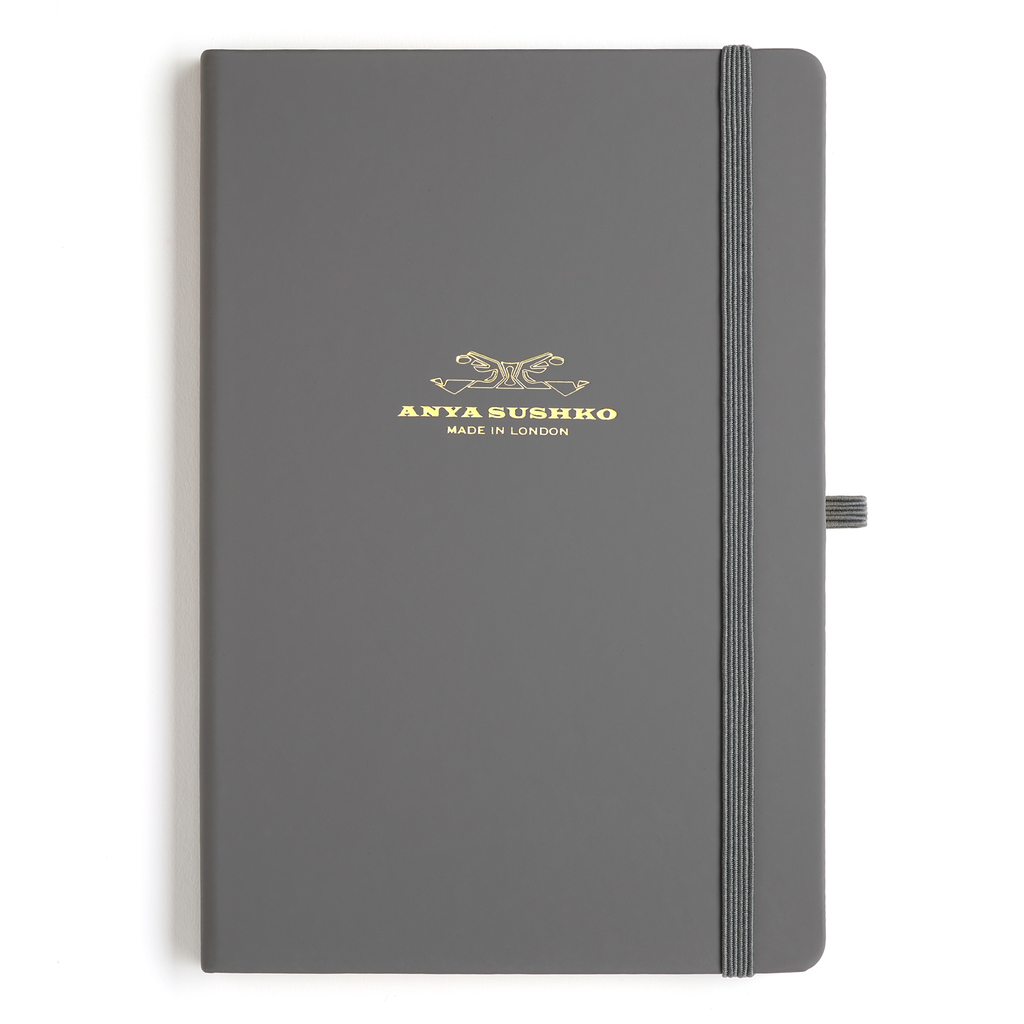 A5 hardback notebook Leather, Grey