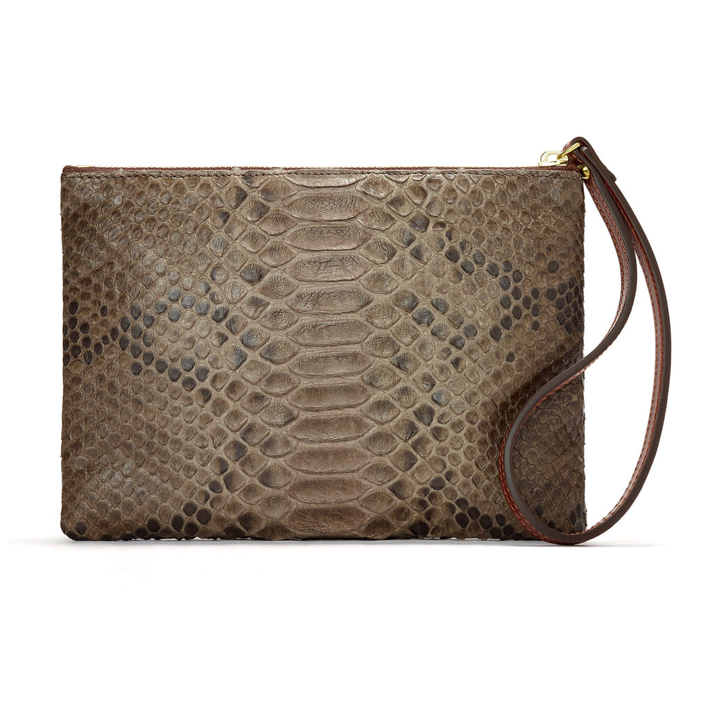 Diamond Python Leather Wristlet purse back