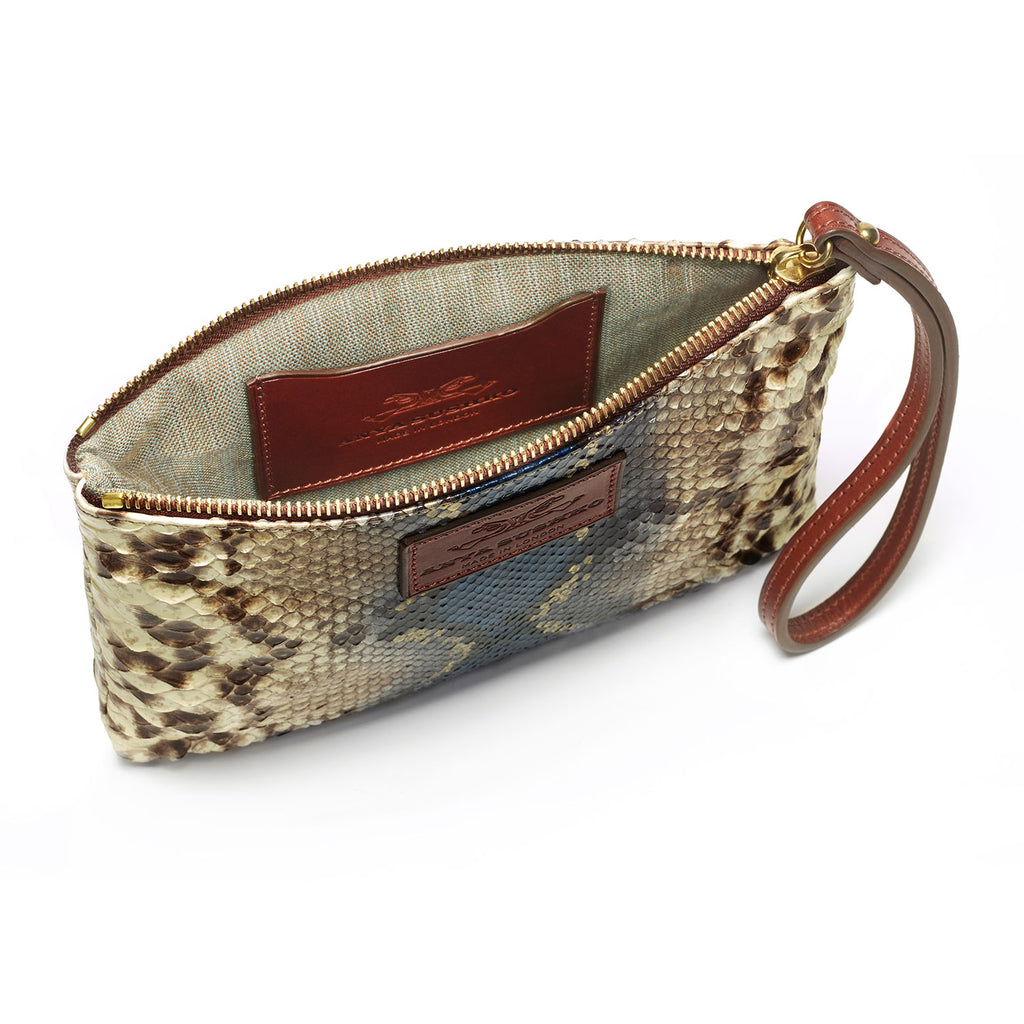 Python  Leather Wristlet Evening Bag Open