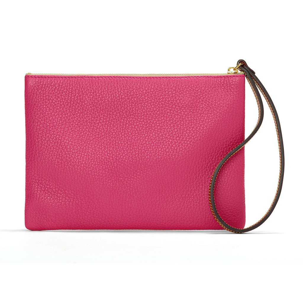 Back of pink wristlet purse